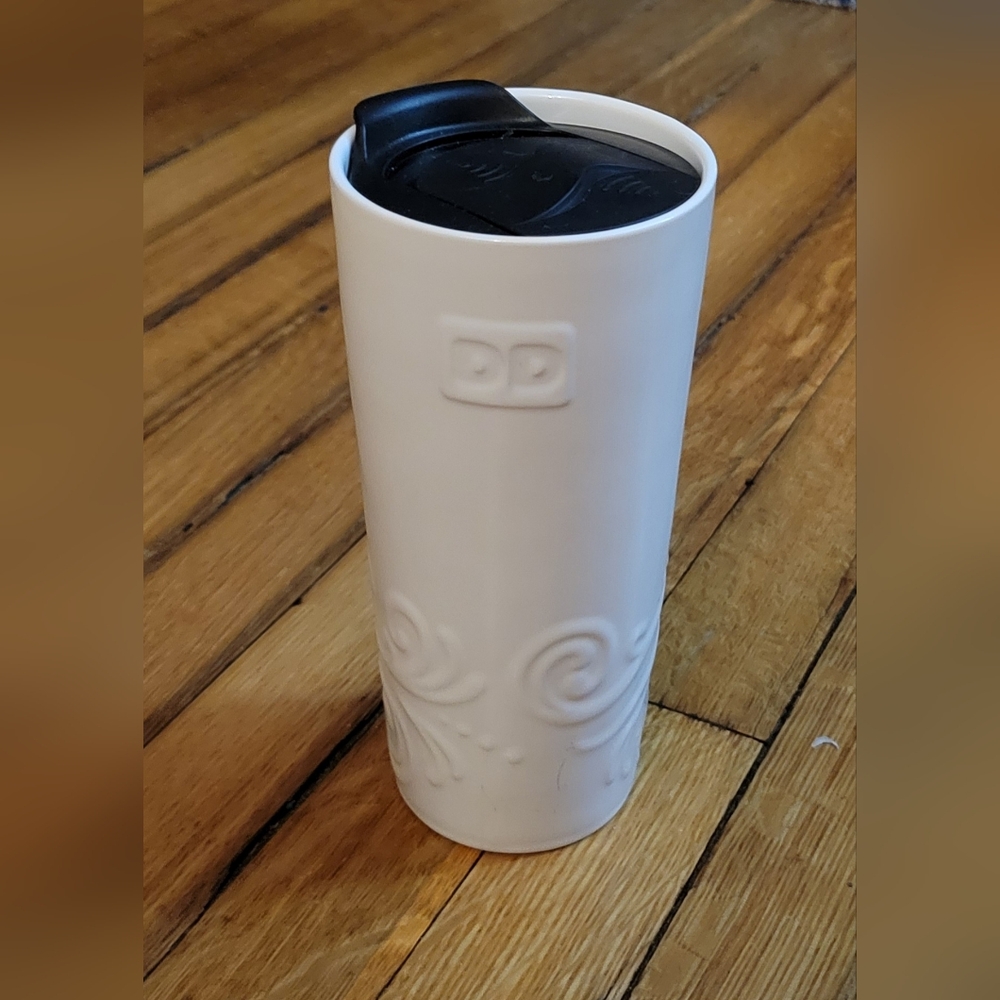 White Ceramic Dunkin Travel Mug - 16 oz